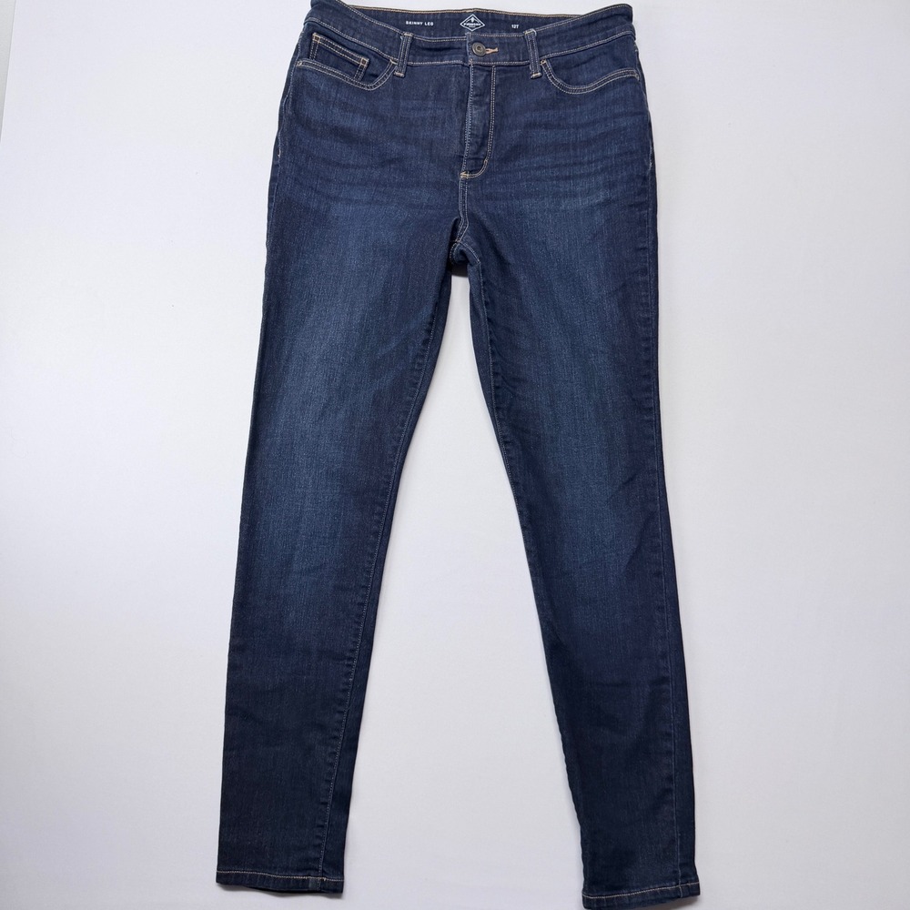 St Johns Bay Skinny Leg Jeans Womens 12T Dark Wash Indigo Stretch Denim Tall